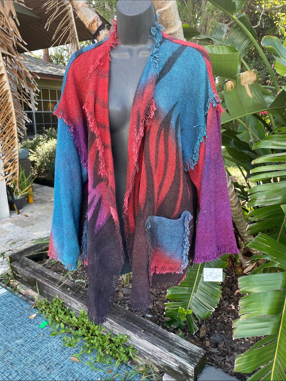 dilemma animal, print hombre, tie-dye fringe jacket